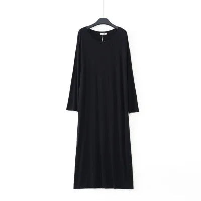 Soft Modal Cotton Nightgown – Long Sleeve Midi Sleep Shirt