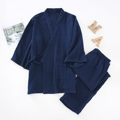 Unisex Cotton Yukata Sleepwear Set – Breathable Loose Fit Spa & Home Pajamas