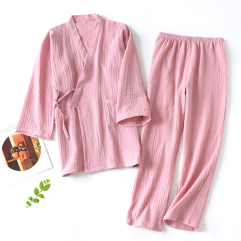 Unisex Cotton Yukata Sleepwear Set – Breathable Loose Fit Spa & Home Pajamas