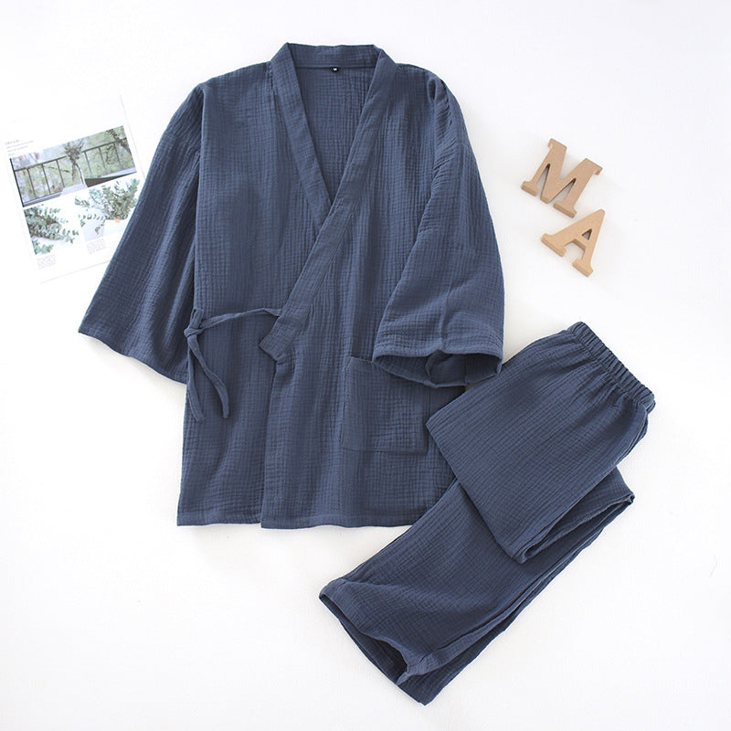 Unisex Cotton Yukata Sleepwear Set – Breathable Loose Fit Spa & Home Pajamas