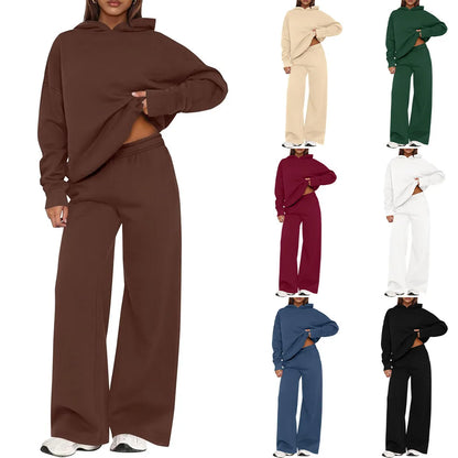 Casual Sporty Set: Loose Sweatshirt & Wide Leg Pants