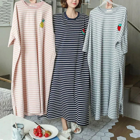 Short Sleeve Plus Size Nightgown with Cute Cartoon Print