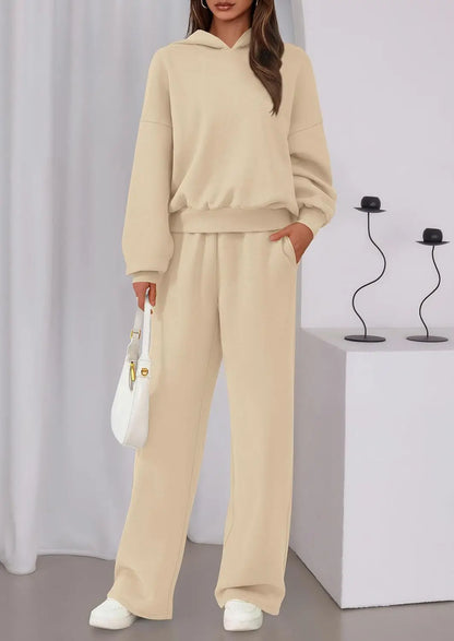 Casual Sporty Set: Loose Sweatshirt & Wide Leg Pants