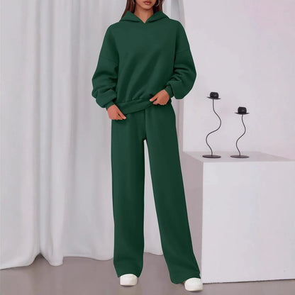 Casual Sporty Set: Loose Sweatshirt & Wide Leg Pants