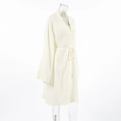 100% Cotton Jersey Robe – Long Sleeve Cardigan Nightgown & Loungewear