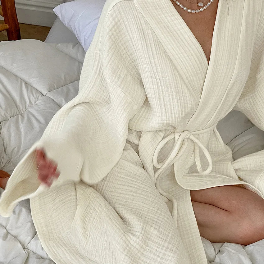 100% Cotton Jersey Robe – Long Sleeve Cardigan Nightgown & Loungewear