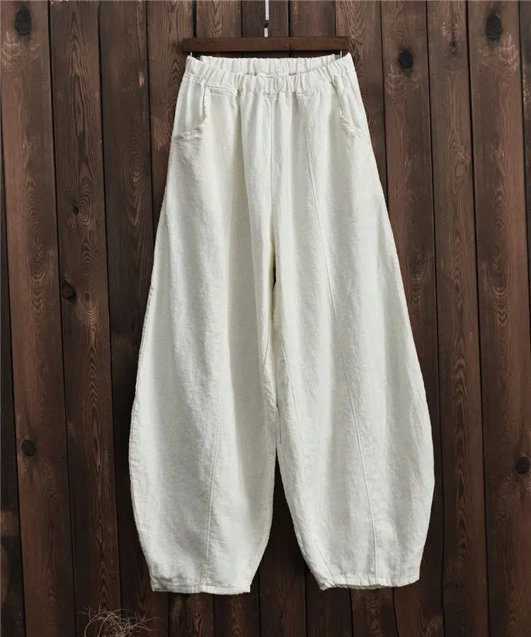The Artisan Cotton-Linen Balloon Pant: High-Waist Tapered Bloomers