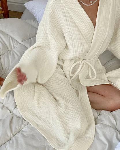 100% Cotton Jersey Robe – Long Sleeve Cardigan Nightgown & Loungewear