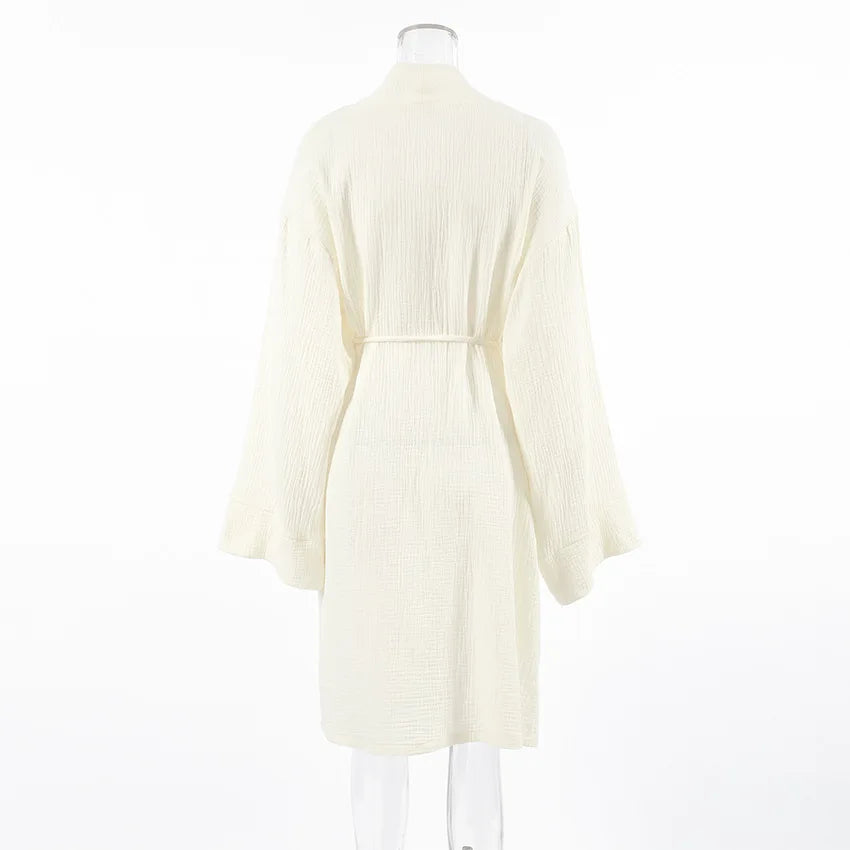 100% Cotton Jersey Robe – Long Sleeve Cardigan Nightgown & Loungewear