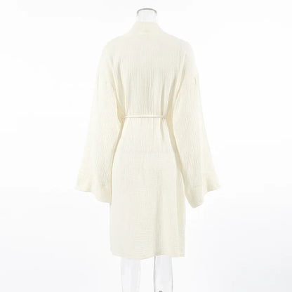 100% Cotton Jersey Robe – Long Sleeve Cardigan Nightgown & Loungewear