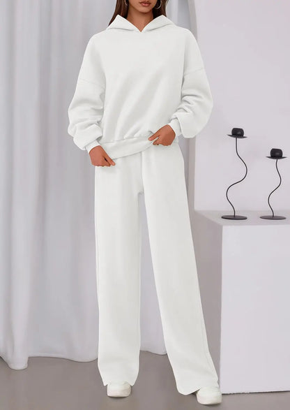 Casual Sporty Set: Loose Sweatshirt & Wide Leg Pants