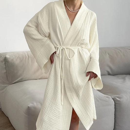 100% Cotton Jersey Robe – Long Sleeve Cardigan Nightgown & Loungewear