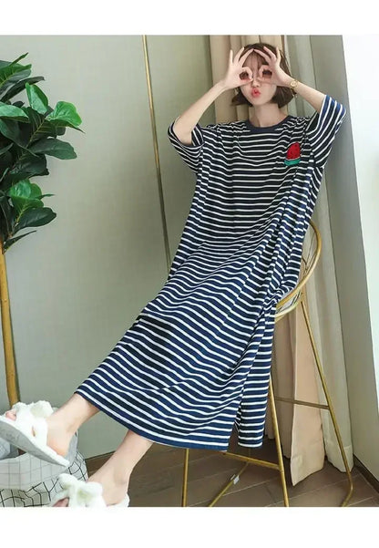 Short Sleeve Plus Size Nightgown with Cute Cartoon Print