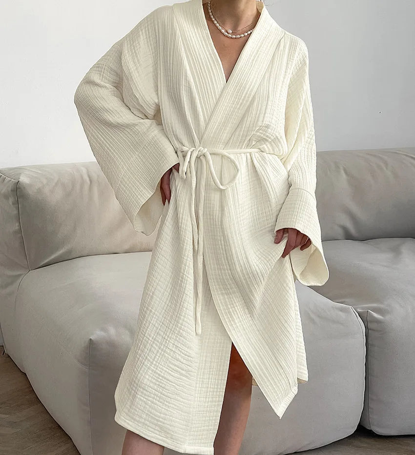 100% Cotton Jersey Robe – Long Sleeve Cardigan Nightgown & Loungewear