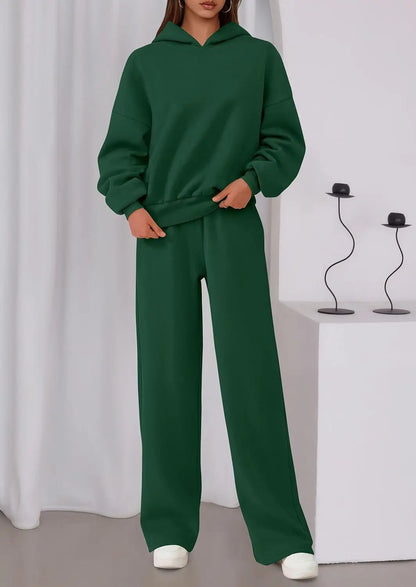 Casual Sporty Set: Loose Sweatshirt & Wide Leg Pants