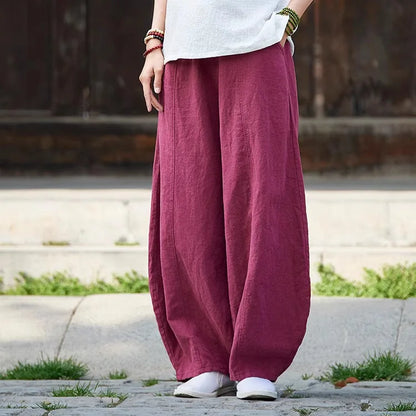 The Artisan Cotton-Linen Balloon Pant: High-Waist Tapered Bloomers