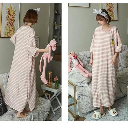 Short Sleeve Plus Size Nightgown with Cute Cartoon Print