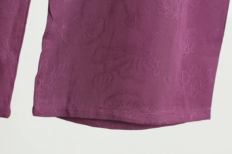 Cotton Viscose Jacquard Palazzo Pants – High-Waist Wide Leg Trousers