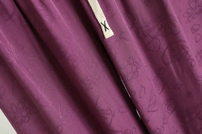 Cotton Viscose Jacquard Palazzo Pants – High-Waist Wide Leg Trousers