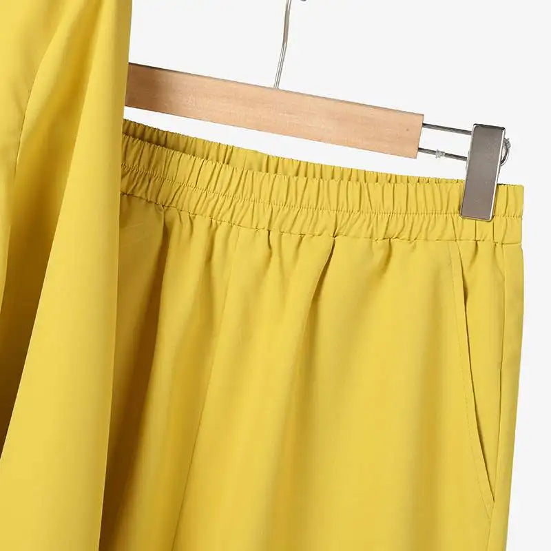 Elegant Office Set: Button-Down Shirt & Wide Leg Trousers