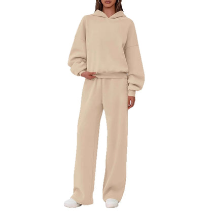 Casual Sporty Set: Loose Sweatshirt & Wide Leg Pants