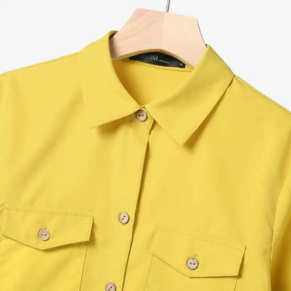 Elegant Office Set: Button-Down Shirt & Wide Leg Trousers