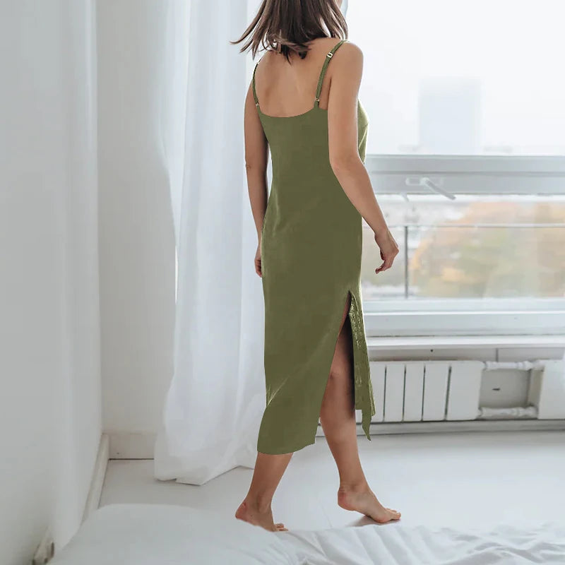 100% Cotton Muslin Maxi Dress: Adjustable Strap Summer Gown