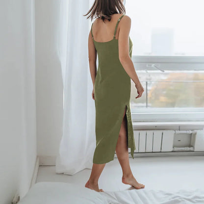 100% Cotton Muslin Maxi Dress: Adjustable Strap Summer Gown