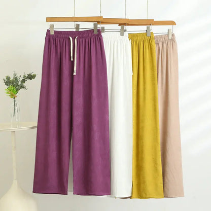 Cotton Viscose Jacquard Palazzo Pants – High-Waist Wide Leg Trousers