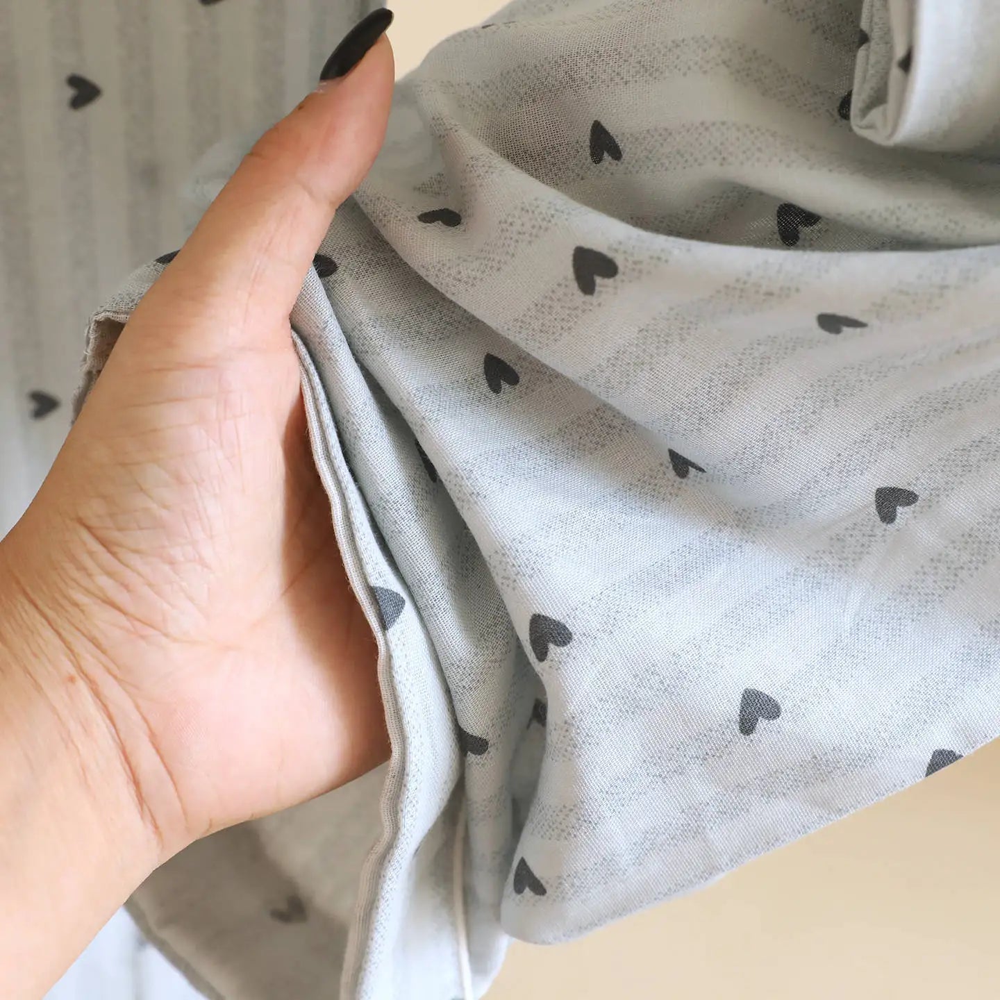 Cotton Gauze Lounge Set: Vertical Stripe & Heart Motif