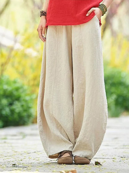 The Artisan Cotton-Linen Balloon Pant: High-Waist Tapered Bloomers