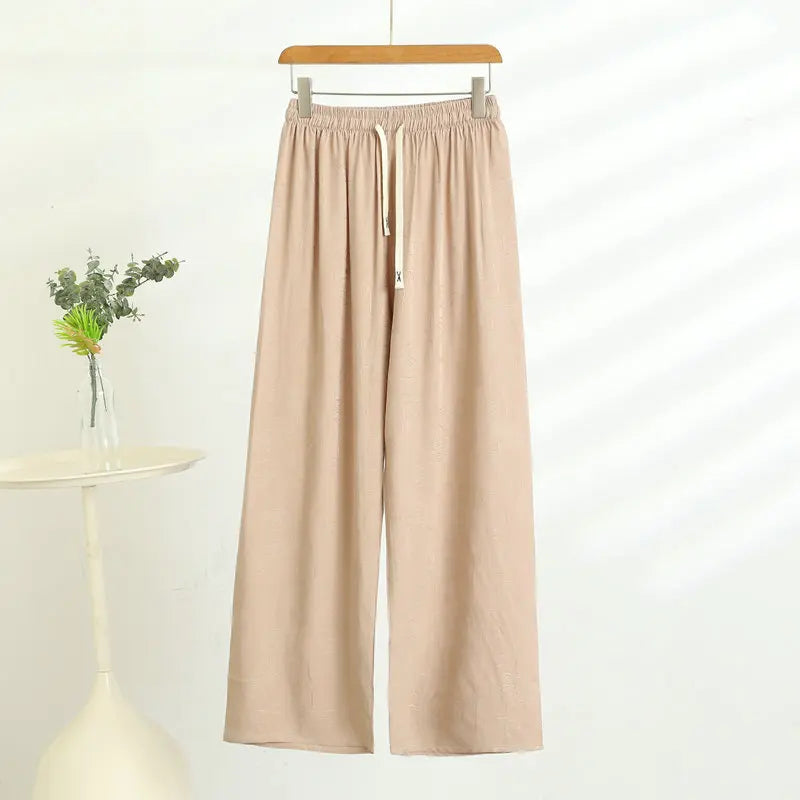 Cotton Viscose Jacquard Palazzo Pants – High-Waist Wide Leg Trousers