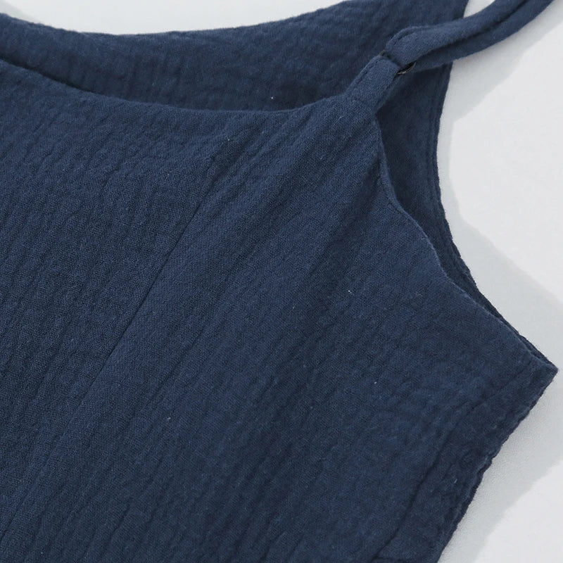 100% Cotton Muslin Maxi Dress: Adjustable Strap Summer Gown