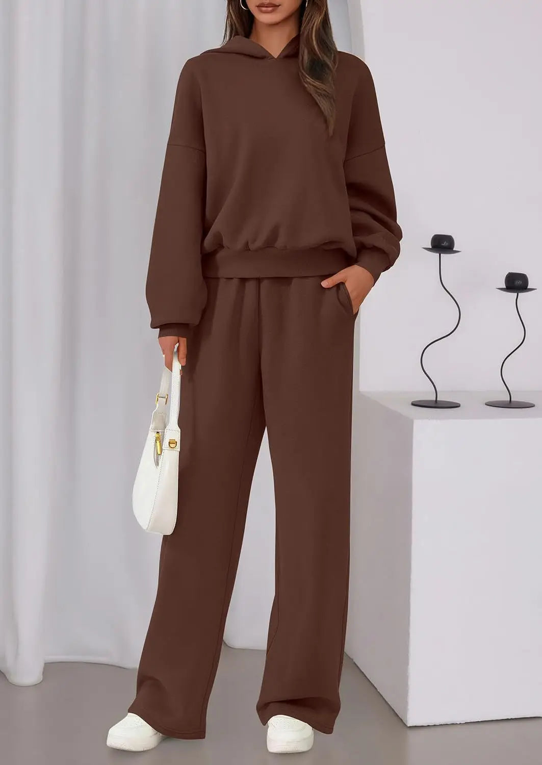 Casual Sporty Set: Loose Sweatshirt & Wide Leg Pants