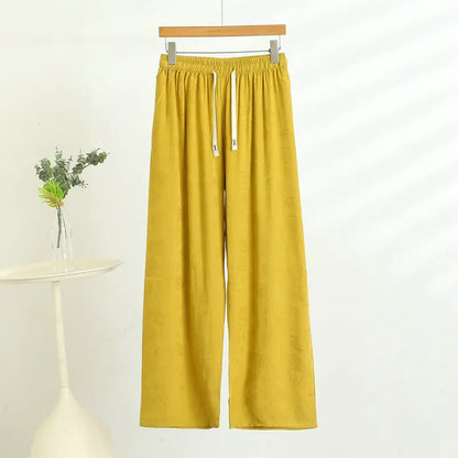 Cotton Viscose Jacquard Palazzo Pants – High-Waist Wide Leg Trousers