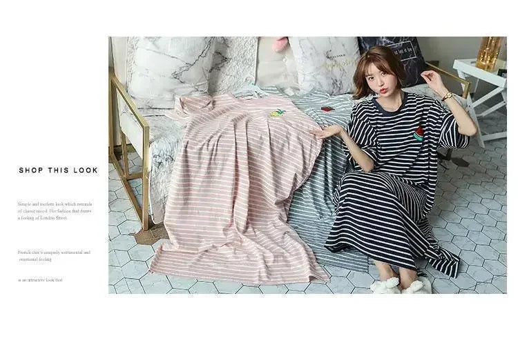 Short Sleeve Plus Size Nightgown with Cute Cartoon Print