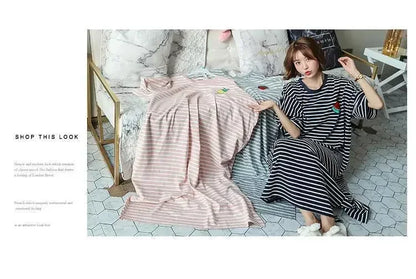 Short Sleeve Plus Size Nightgown with Cute Cartoon Print