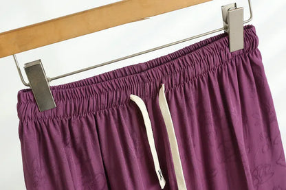 Cotton Viscose Jacquard Palazzo Pants – High-Waist Wide Leg Trousers