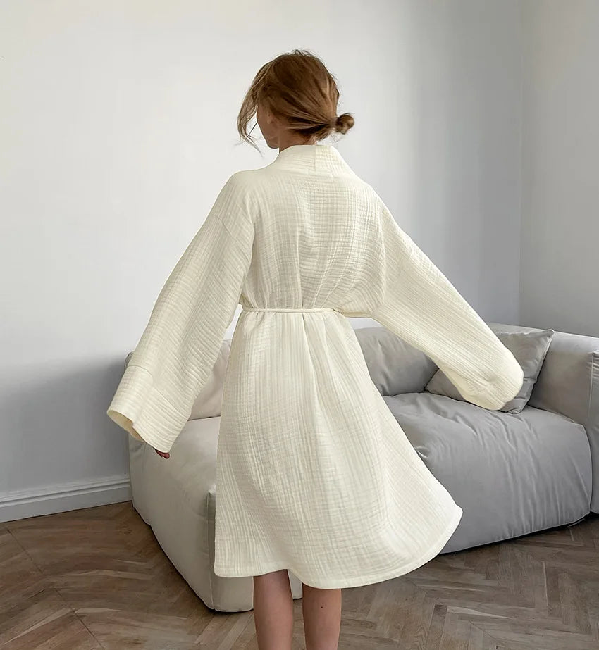 100% Cotton Jersey Robe – Long Sleeve Cardigan Nightgown & Loungewear