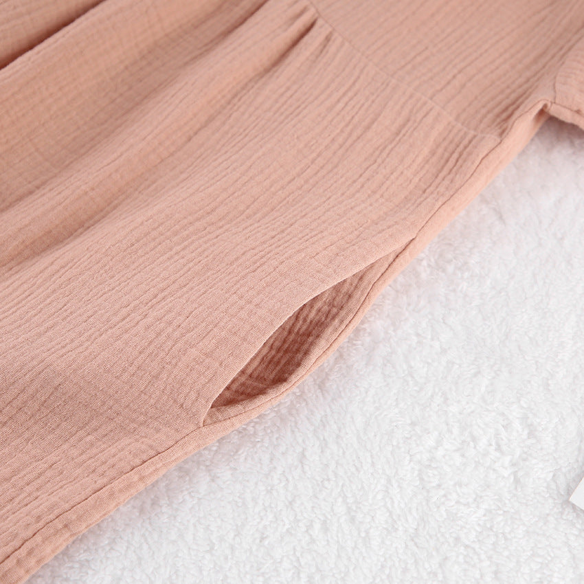 Autumn Long Sleeve Sleep Dress with V-Neck for Women